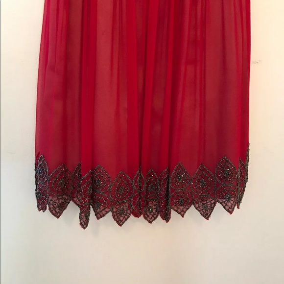 Adrianna Papell Cocktail Red Silk Dress Sz 6 - Picture 3 of 8